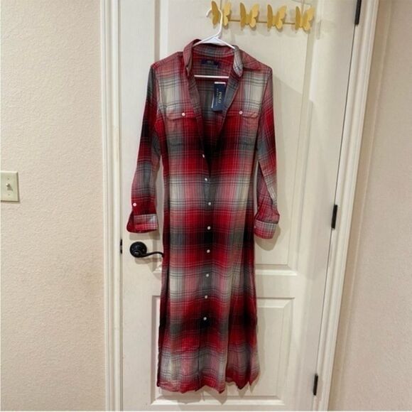 NWT Polo Ralph Lauren Plaid Button Down Maxi Shirt Dress Size 2 - Picture 5 of 9